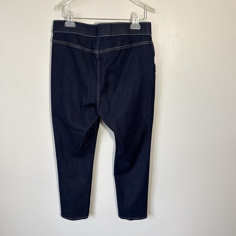 Soft Surroundings Jeans M Petite Blue Dark Wash Pull-On Straight Leg New - Picture 3 of 5